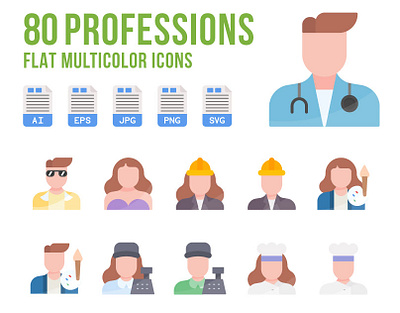 Professions Icons avatars character icon icons illustra illustration illustrator job people profession professional vector