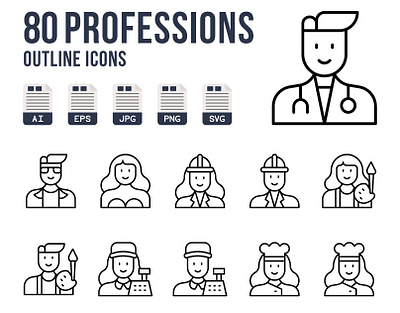 Professions Icons avatar character icon illustration illustrator job people profession professional vector