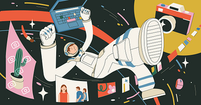 Illustration for medical portal astronaut content design graphic design illustration marketing medical portal vector