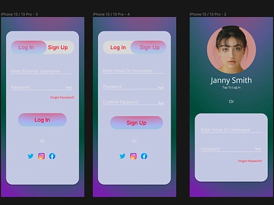 LogIn/SignUp app design logi ui ux