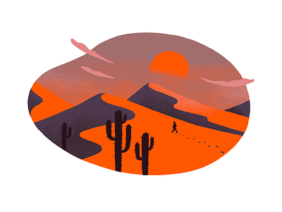 Desert Sunset cactus desert digital illustration dunes illustration landscape procreate red sunset