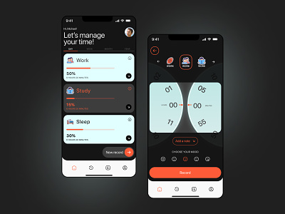 Time management app android app app design ios managment mobile mobile app mobile app design mobile application mobile screens time manager time managment ui ux