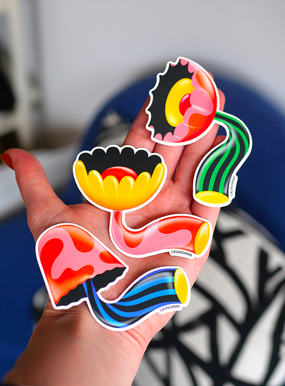 Sexy Nature Stickers colourful design digital art digital painting flower graphic design illustration mushroom nature playful print psychedelic stickers streetart trippy