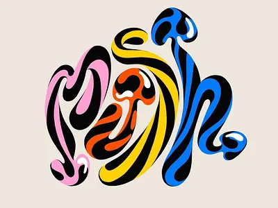 'Mush' Lettering calligraphy colourful design digital art digital painting font graphic design handdrawn illustration lettering mushroom playful psychedelic trippy typeface