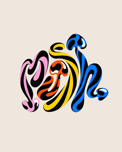 'Mush' Lettering calligraphy colourful design digital art digital painting font graphic design handdrawn illustration lettering mushroom playful psychedelic trippy typeface