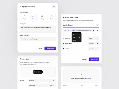 Email Marketing Modals app branding button campaign clean cta customize design email everyway files filter filters flow marketing modal thread ui upload ux