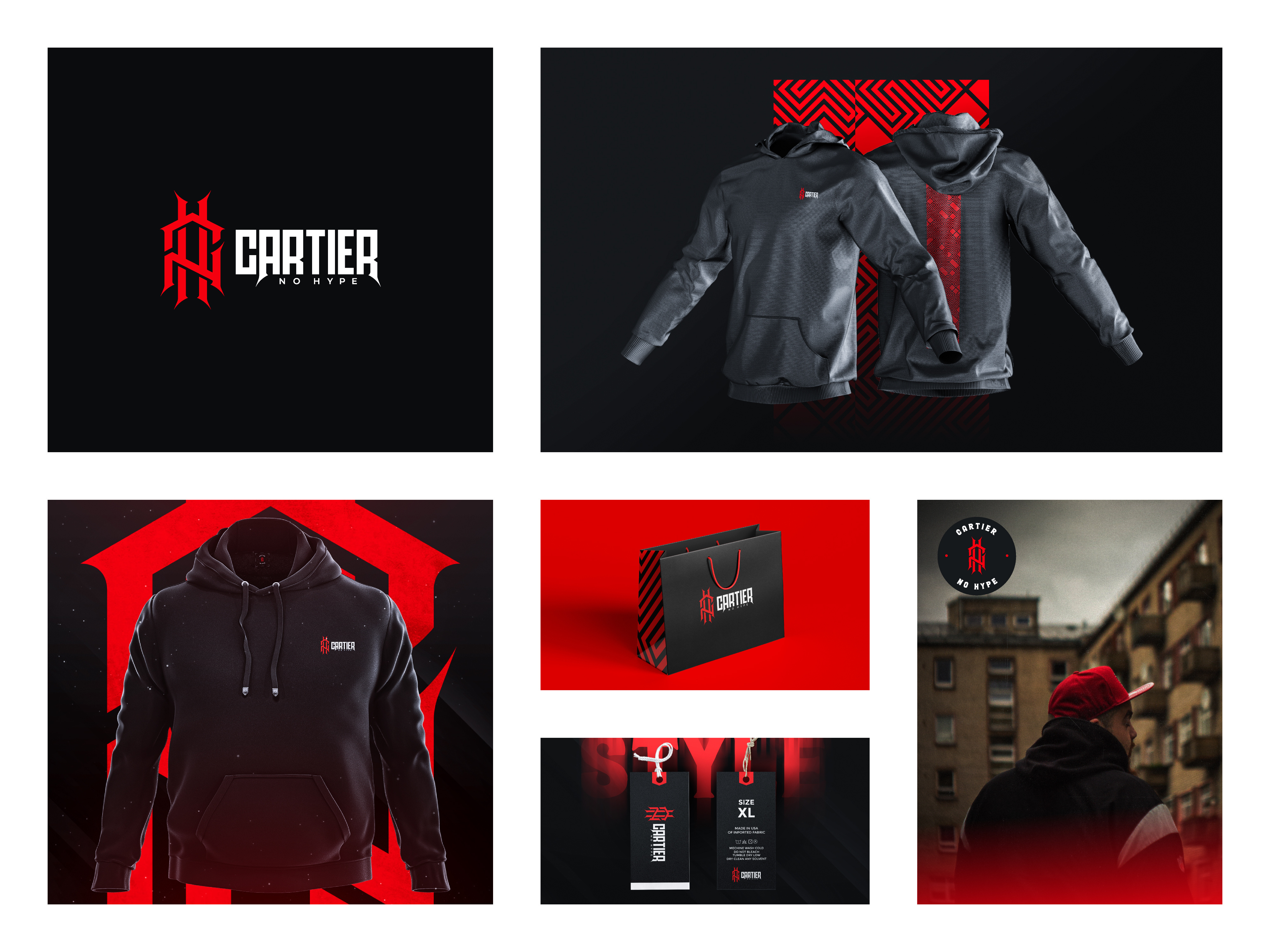 Cartier No Hype branding, visual identity, apparel brand design apparel brand design brand identity brand mark branding clothing clothing brand custom fashion lettermark logo design logo designer logotype monogram