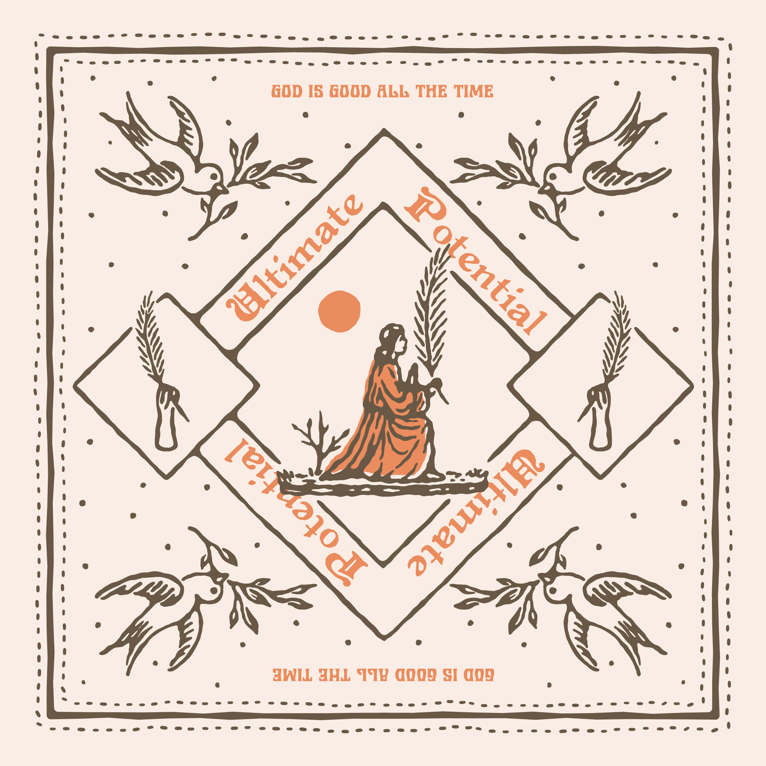 ULTIMATE POTENTIAL artwork badge badge design bandanas bandanas design branding design graphic design hand drawn illustration merchandise vector vintage design