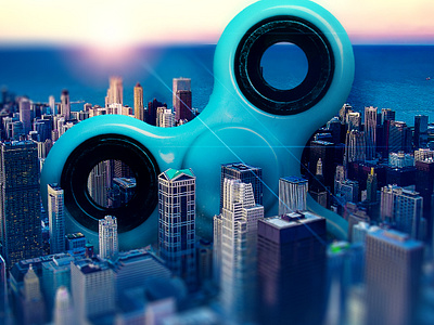 Fidget spinner landed in city compositing creative design editing illustration imageblend imagemanipulation manipulation