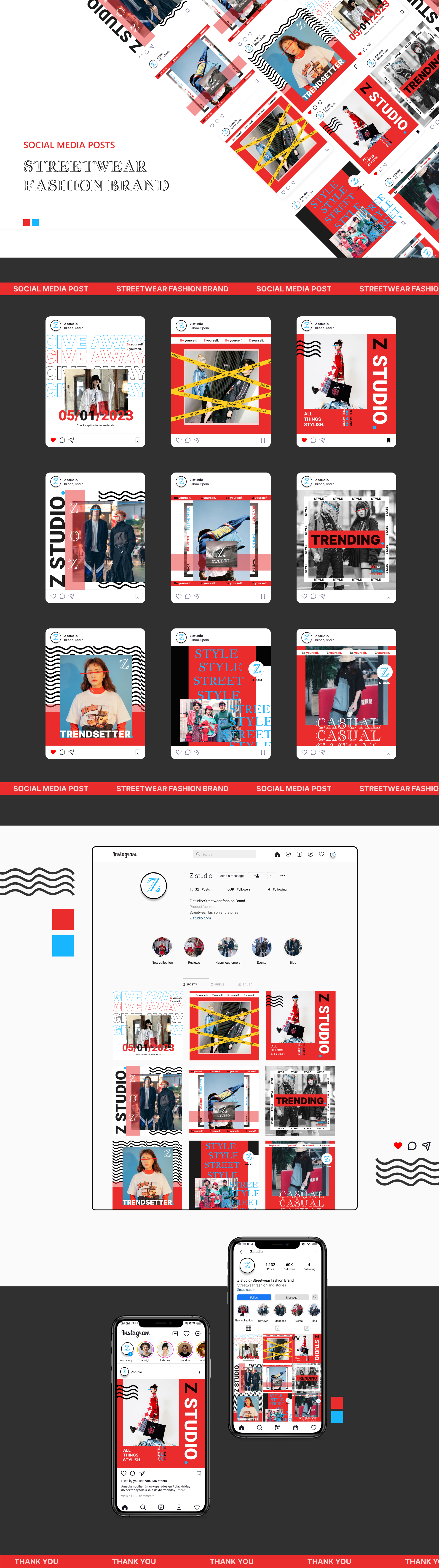 SOCIAL MEDIA - GRID POST - Streetwear fashion brand branding design graphic design grid post instagram posts social media design ui