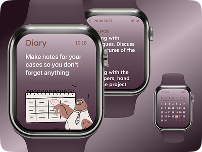 Diary WatchApp concept design illustration ui ux