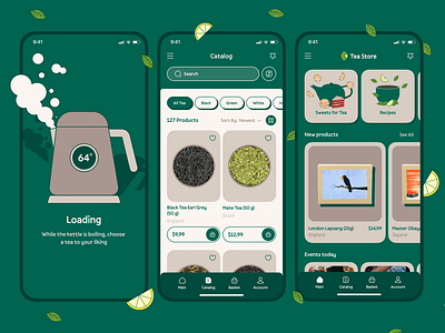 Tea Store App Design design illustration mobile app mobile design store tea ui uiux design user interface ux