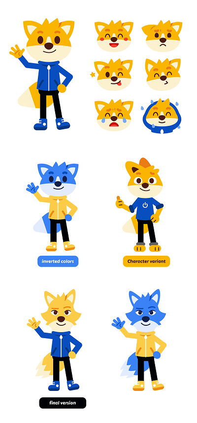 Fox Mascot animal branding cartoon character cool digital emoji emoticon flat fox funny gold graphic design happy illustration logo mascot smart teenager vector