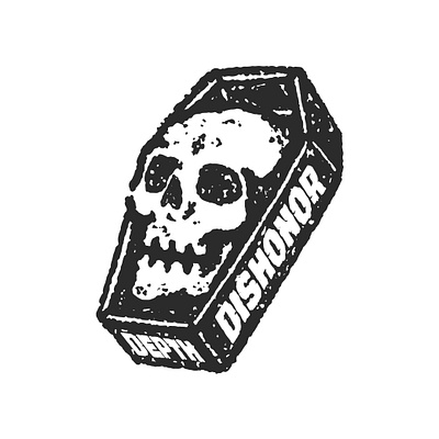 DEPTH DISHONOR artwork badge badge design branding design graphic design hand drawn illustration logo skull skull art vintage design