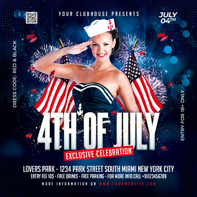 4th Of July Flyer 4th july 4th of july 4thofjuly advertisement american flag club club flyer event facebook post flyer design fourth of july holiday holidays independence day instagram memorial day party print social media post usa