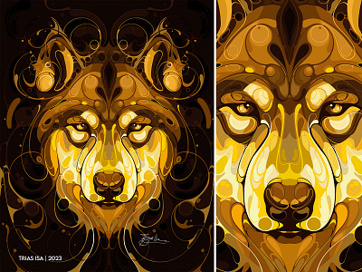 wolf animal animals branding bubble collor pallate colorful design gold illustration line portrait animal uique style unique vector wild wolf