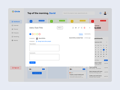 Adding Task to a project management dashboard adding task app dashboard login logout management mobile app product design product management project project management screen task timer