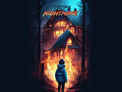 Fiery Nightmare artwork beautiful child design graphic design horror illustration illustrator