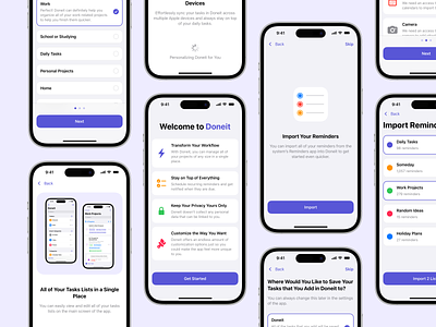 Doneit - Onboarding app design app ui design digital design ios app ios app design ios app ui ios ui mobile app mobile app design ui mobile app onboarding ui mobile onboarding mobile ui onboarding design product design ui ui for app ui for ios ui for ios app uiux