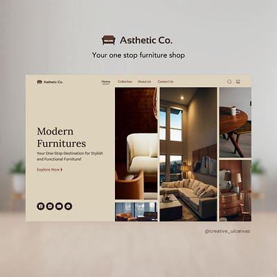 ASTHETIC CO. | Furniture Landing Page UI design figma landing page ui uiux web design website design