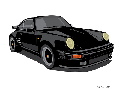 1989 Porsche 930 LE auto illustration black car art design graphic design illustration porsche