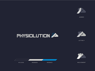 Physiolution logo design branding deep blue design illustrator kinesitherapy letter p logo logo design movement run