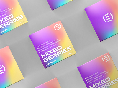 BoostBrew Energy, Mixed Berries brand design brand identity branding colorful creative design figma flat food gradient graphic design illustration logo minimal minimalist modern packaging photoshop product product design