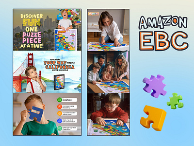 Amazon A+/EBC content for Zigyasaw California Puzzle amazon amazon ebc branding ecommerce etsy illustration kids poster puzzle
