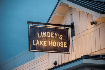 Lindey's Lake House branding graphic design logo restaurant signage typography visual identity