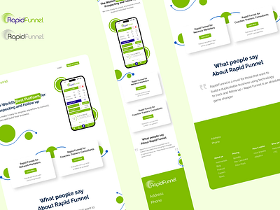 rapidfunnel revamped website design UI branding fun graphic design green green white ui modern rapidfunnel ui website white