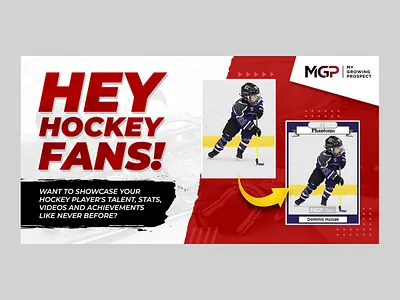 Web ad for an online sports card & profile website