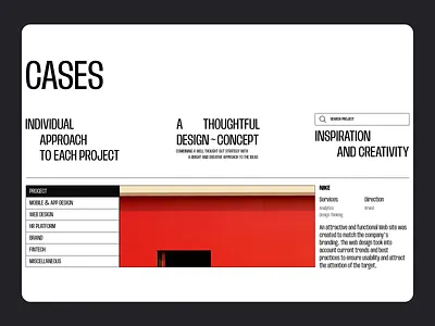Desktop version of the Cases page cases design ui ux web
