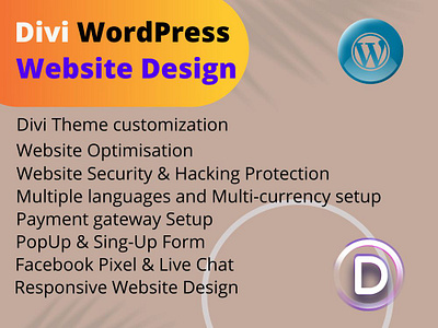 You will get a WordPress website Divi builder and Divi theme blogwebsite businesswebsite divibuilder divilandingpage divitheme diviwordpress ecommerce responsivewebsite squeezepage woocommerce wordpress wordpresslanding wordpresswebsite