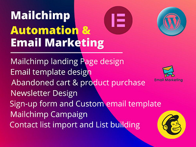 You will get a complete setup of Mailchimp automation blogwebsite businesswebsite digitalmarketing ecommerce elementorlanding emailmarketing mailchimp mailchimpautomation mailchimpcampaign mailchimplanding mailchimptemplate responsivewebsite squeezepage woocommerce wordpress wordpresslanding wordpresswebsite