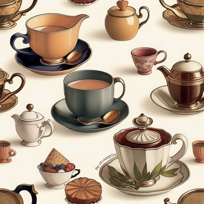 Tea Party - Pattern cicacecilia deco design fabric illustration pattern