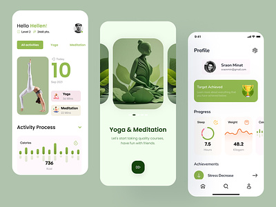Yoga and meditation mobile app Design app app design branding design fitness fitness app icon logo meditation mobile mobile app mobile app design sylgraph typography ui design workout workout apps yoga yoga app zen