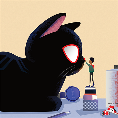 Anyone can wear the mask affinitydesigner cat cute design illustration movie nike sony spiderman spiderverse superhero