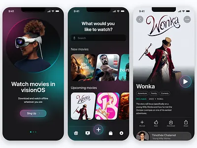 VisionOS UI kit Testing on movie app app apple movie ui vision os wonka