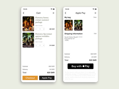 Daily UI Challenge 02 - Check out app applepay application branding cart checkout design graphic design logo natural page skincare ui ux