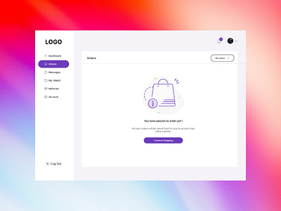 Empty state screen for orders. branding design graphic design ui ux