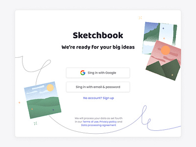 Sketchbook app form login ui