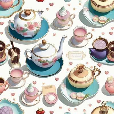 Tea Time - Pattern cicacecilia deco design fabric illustration pattern