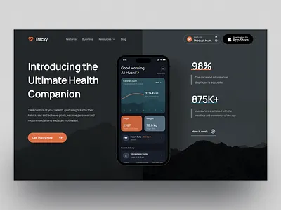 [Animation] Saas Hero Section- Health Tracking App animation darkmode design health app health tracking app hero section interaction design landing page loading loading animation motion graphics saas saas landing page saas website tracking app ui ux web design website website animation