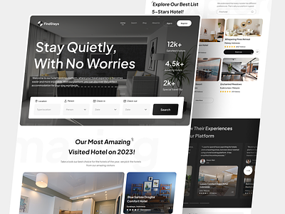 FindStays - Hotel Booking Website airbnb clean design homestay hotel booking hotels landing page minimal people platform reservation resort room booking testimonial travel ui uidesign ux web design website design