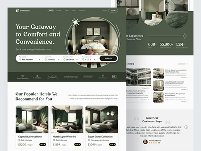 GreenDoors - Hotel Booking Website airbnb booking clean healing holiday homestay hotel hotel booking hotel landing page hotel website property real estate reservation resort room booking travel ui ux vacation website