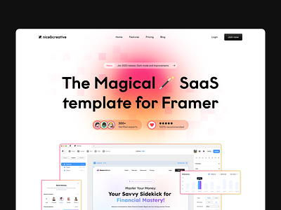 Gradient Experient - Hero section animation framer gradient hero section landing page saas landing page ui