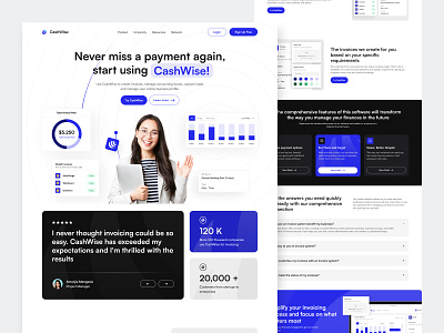 CashWise - Invoice System Landing Page accounting billing business management cash flow clean client management finance financial records invoice invoice generation invoice management invoice tracking invoicing landing page payment processing payments reporting revenue tracking trend website