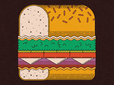 Italian Grinder bread flat food illustration italian line art lunch salami sandwich sub sandwich texture