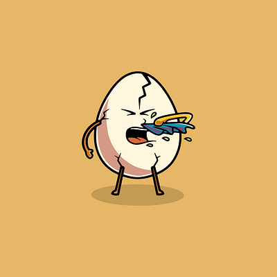 Cute Egg Mascot Sneezing Illustration easter egg graphic design ui