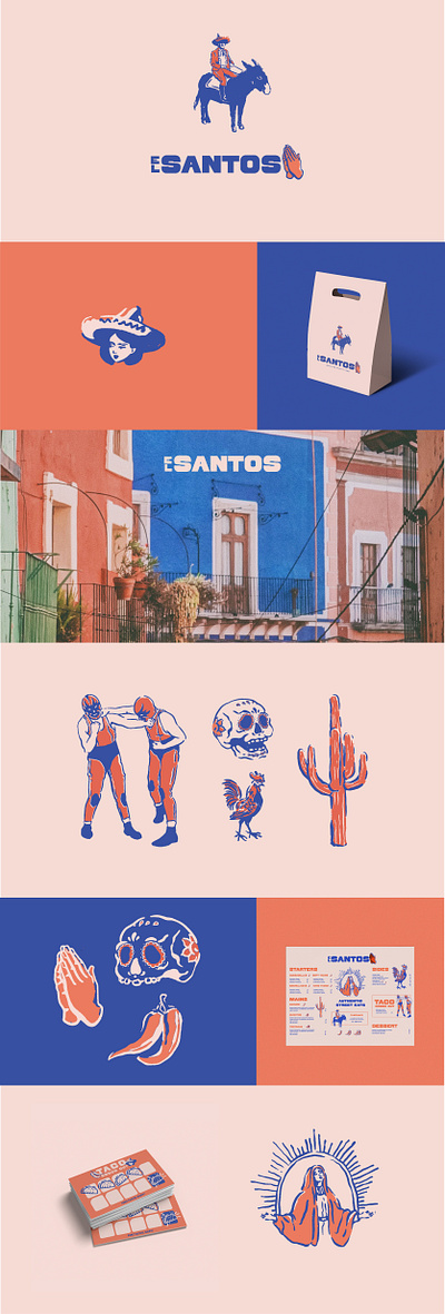 El Santos Illustrative Brand Identity brand identity branding cosmetics design graphic design illustration illustrative branding logo mexican branding mexican illustrations